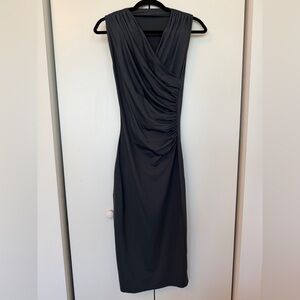 Zara Charcoal Draped Midi Dress